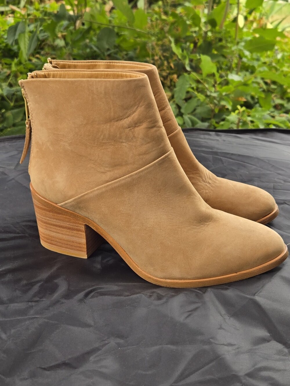 Nisolo Tan Suede Block Heel Ankle Booties
